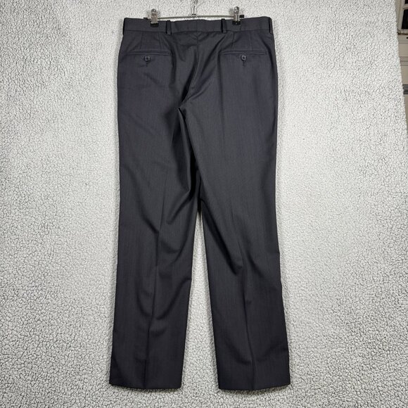 Paul Betenly Dress Pants Size 31x30 Charcoal Striped Straight Fit Wool Office - Picture 4 of 10